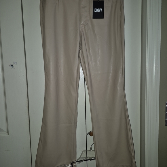 DKNY Soft Leather Cream Women's Pants. - Picture 2 of 11